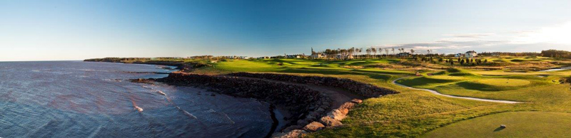 A panoramic view of the 16th hole of Fox Harb’r Resort’s golf course (photo credit: Fox Harb’r Resort)