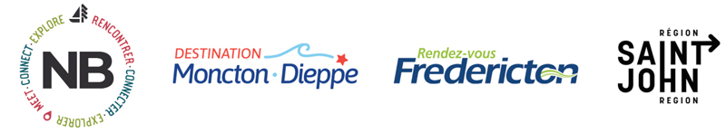 logos for Tourism NB, Destination Moncton-Dieppe, Rendez-vous Fredericton, Saint John Region